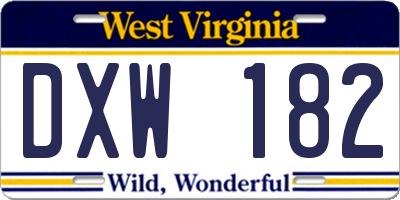 WV license plate DXW182