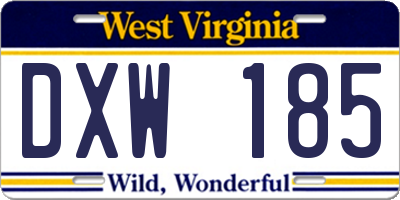 WV license plate DXW185