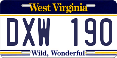 WV license plate DXW190