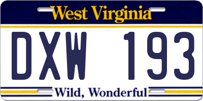 WV license plate DXW193