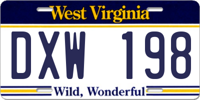 WV license plate DXW198