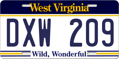 WV license plate DXW209
