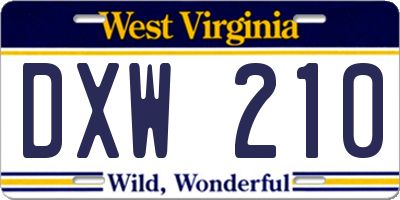 WV license plate DXW210