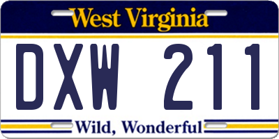 WV license plate DXW211