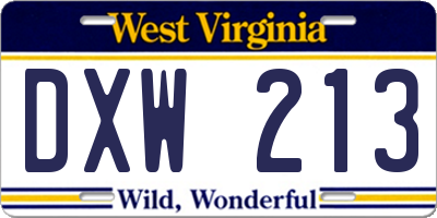 WV license plate DXW213