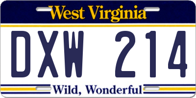 WV license plate DXW214