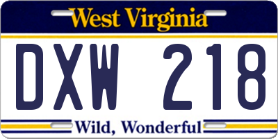 WV license plate DXW218