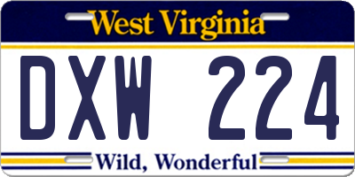 WV license plate DXW224
