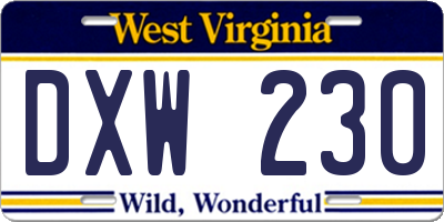 WV license plate DXW230