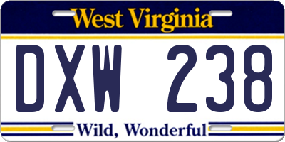 WV license plate DXW238