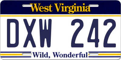 WV license plate DXW242