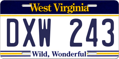 WV license plate DXW243