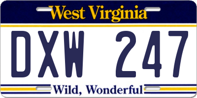 WV license plate DXW247