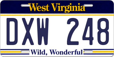 WV license plate DXW248