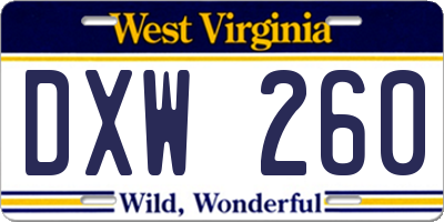WV license plate DXW260