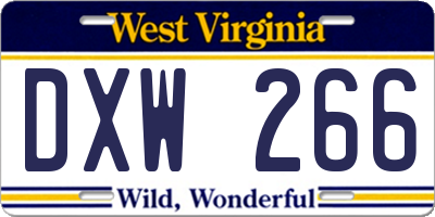 WV license plate DXW266