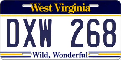WV license plate DXW268