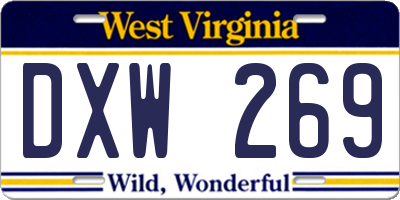 WV license plate DXW269