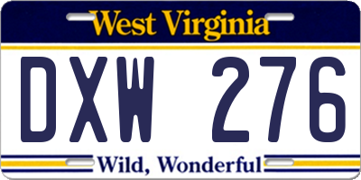 WV license plate DXW276