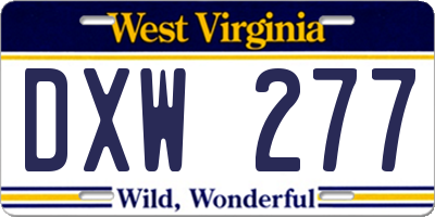 WV license plate DXW277