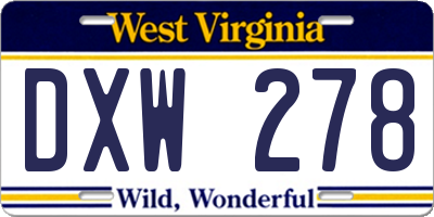 WV license plate DXW278