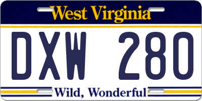 WV license plate DXW280