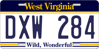 WV license plate DXW284