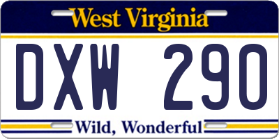 WV license plate DXW290