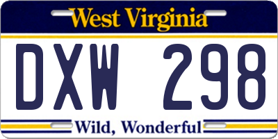 WV license plate DXW298