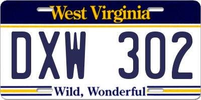WV license plate DXW302