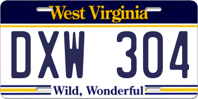 WV license plate DXW304