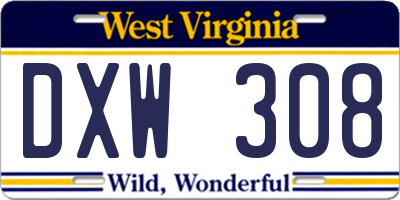 WV license plate DXW308