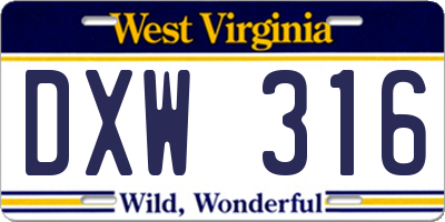 WV license plate DXW316