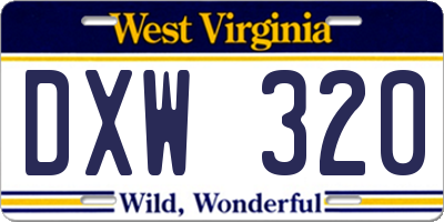 WV license plate DXW320