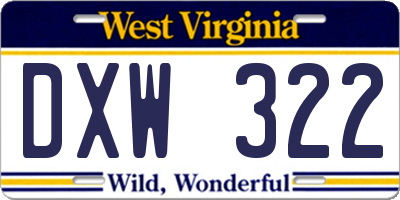 WV license plate DXW322