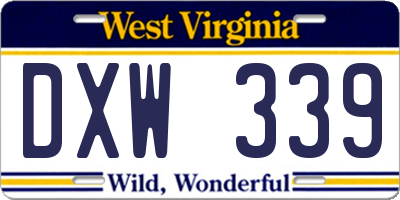 WV license plate DXW339