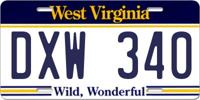 WV license plate DXW340