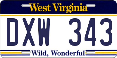WV license plate DXW343