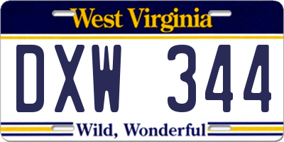 WV license plate DXW344