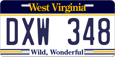 WV license plate DXW348