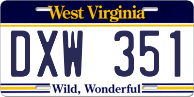 WV license plate DXW351