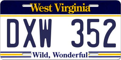 WV license plate DXW352