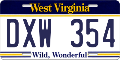 WV license plate DXW354
