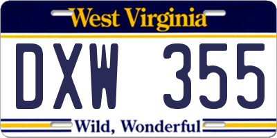 WV license plate DXW355