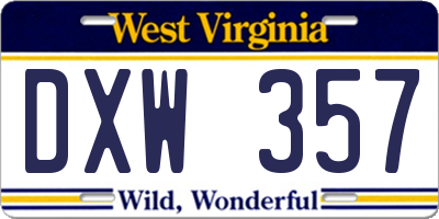 WV license plate DXW357