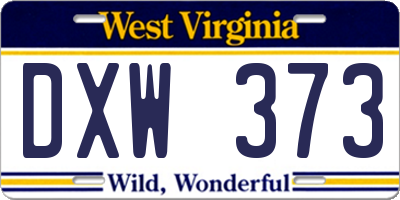 WV license plate DXW373