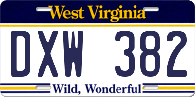 WV license plate DXW382