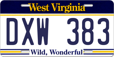 WV license plate DXW383