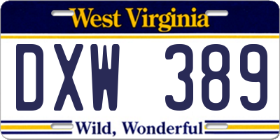 WV license plate DXW389
