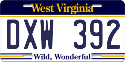 WV license plate DXW392